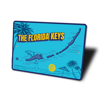 Panneau en aluminium des Florida Keys Map, panneau en aluminium Beach House