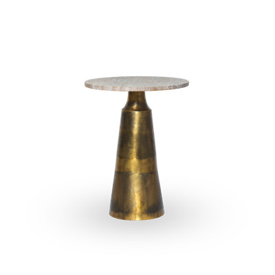 Table piédestal de luxe avec plateau sculpté en laiton antique
