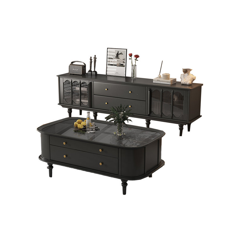 Combinaison meuble télé de style rétro, Noir