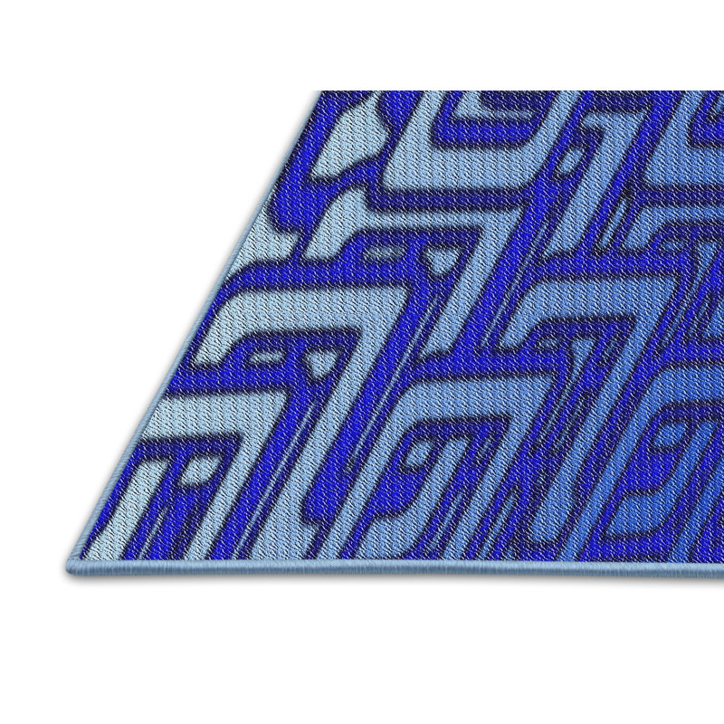 Tapis de zone bleue à motifs Peregrin, Rectangle 5 pi x 7 pi