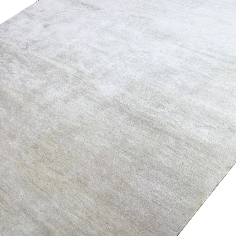 Ivory Solid Wool Silk Blend Rug - 6' x 9'