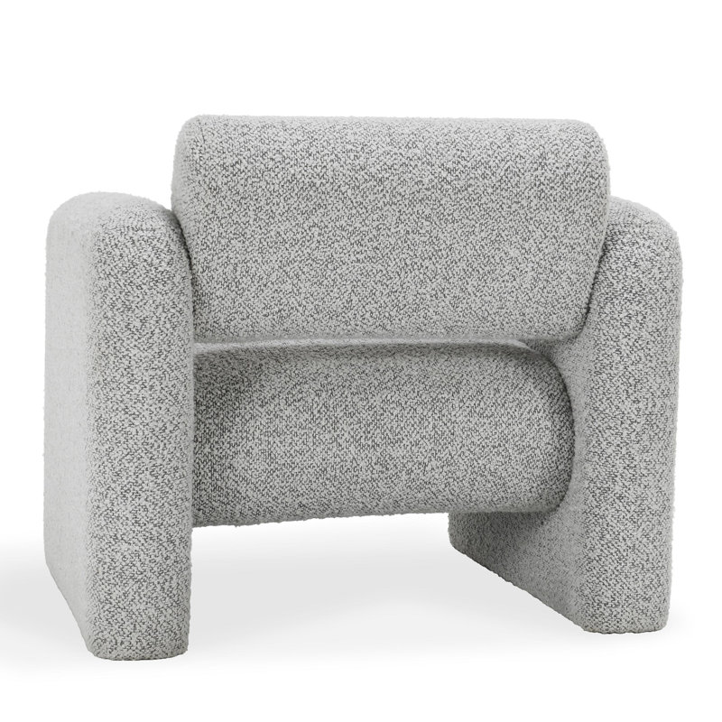 Mercury Gray Handcrafted Boucle Fabric Accent Chair