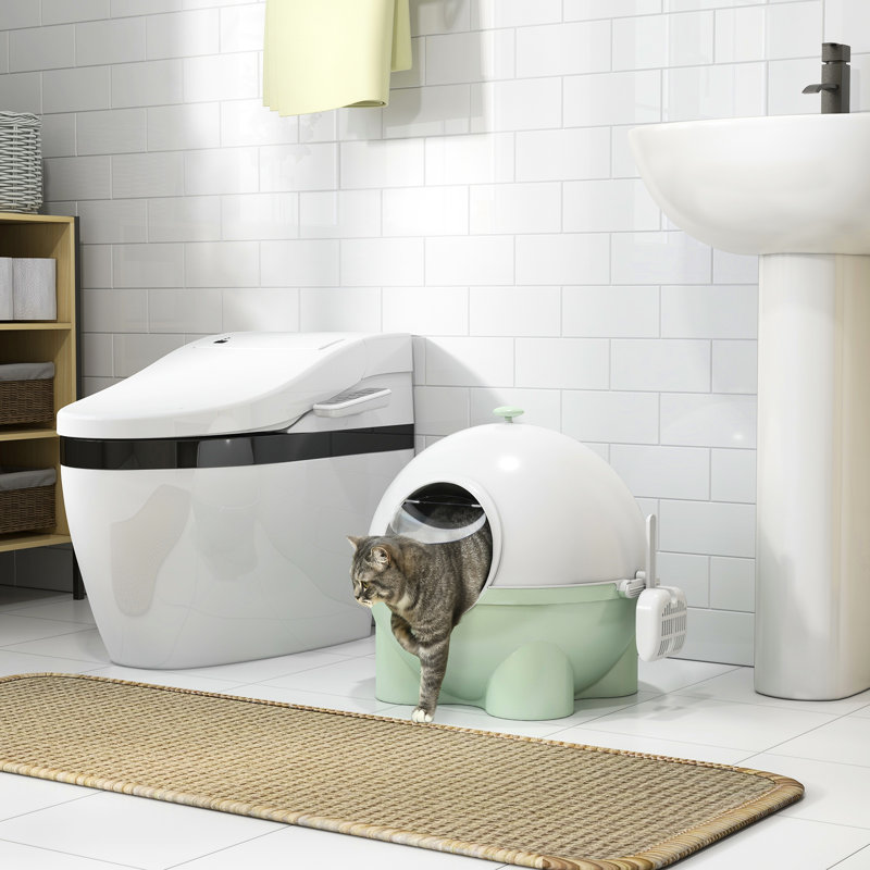 Litière à capuchon pour chat, grande avec couvercle, pédale de sable qui fuit, odeur, spacieuse pour chats de 9 lb
