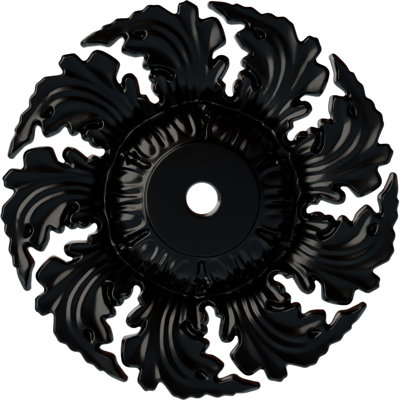 Endurathane Needham Ceiling Medallion, 14 5/8"OD x 2 1/4"P (Fits Canopies up to 4 1/4"), Hand-Painted Jet Black Finish