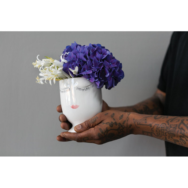 Pot à fleurs en céramique Jaziyah Celfie, Vanille