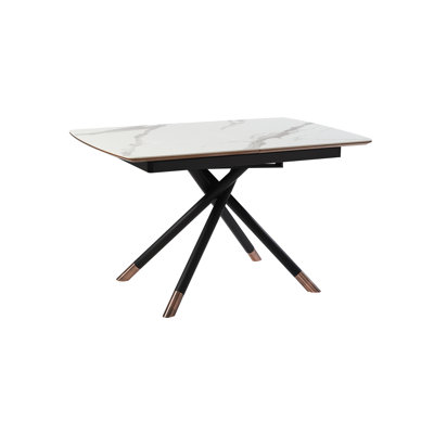 Carralero 67” Wide Extendable Modern Cross Legs Dining Table with Wood Top and Ceramic