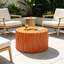 Table d'appoint ronde en terre cuite MGO avec corps cylindrique texturé ondulé, table d'appoint multi-usage intérieure et extérieure entièrement assemblée pour le salon-1334009368-1334009371