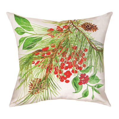 Coussin décoratif décoratif Climaweave Berry Christmas de Manual Woodworkers & Weavers, 45 x 45 cm, pour intérieur et extérieur.