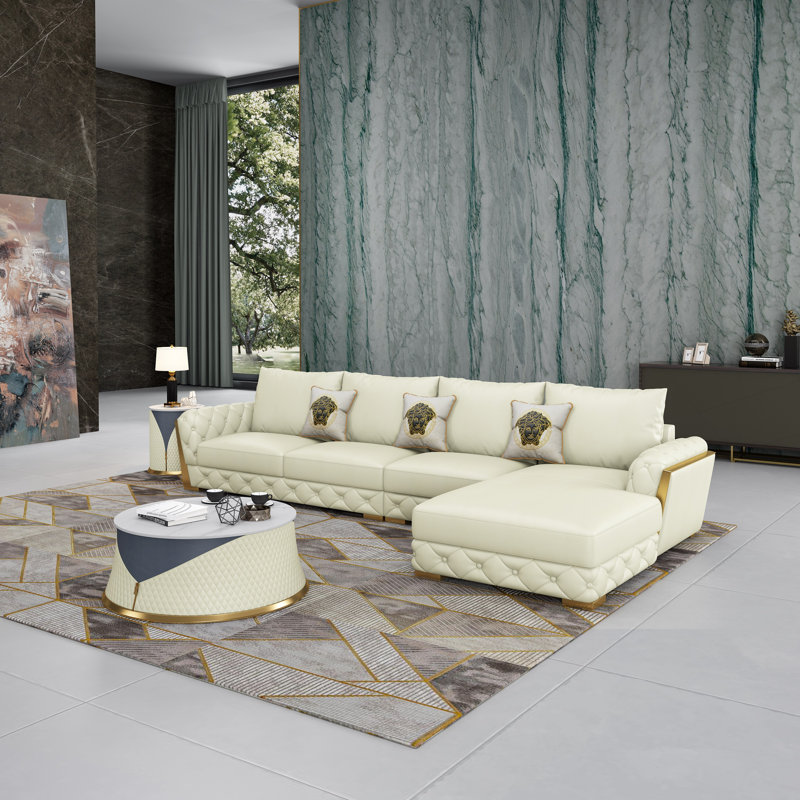 Castello Collection Sectional, Off White, Right Hand Facing
