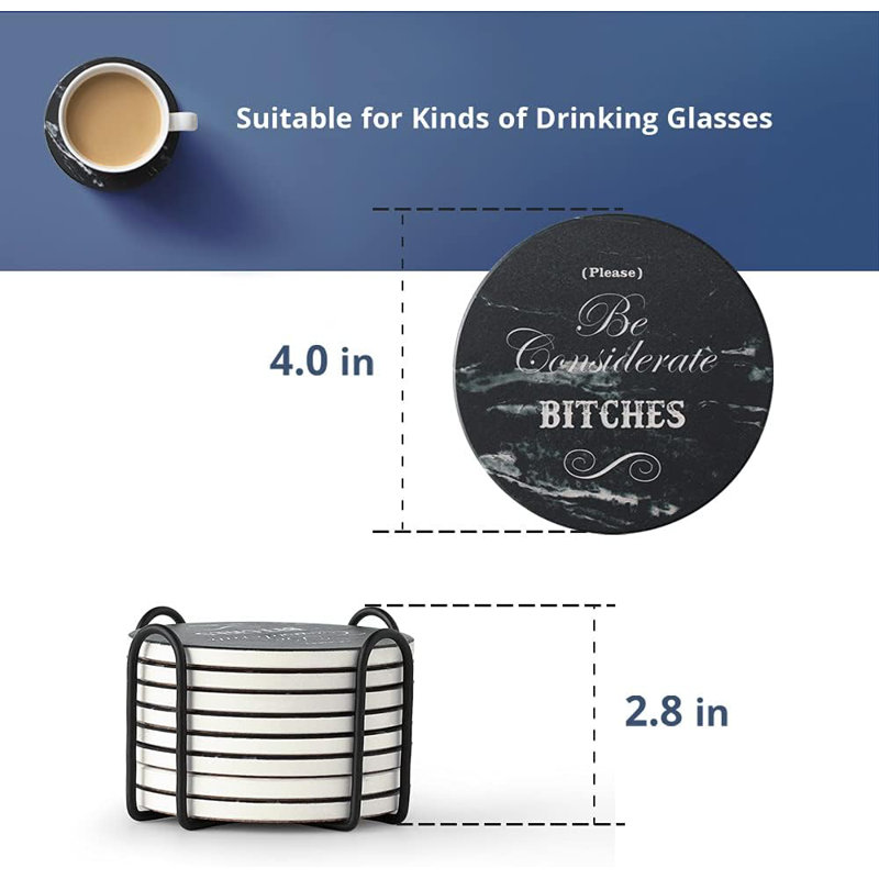 Ensemble de sous-verres de 8 pouces, Noir