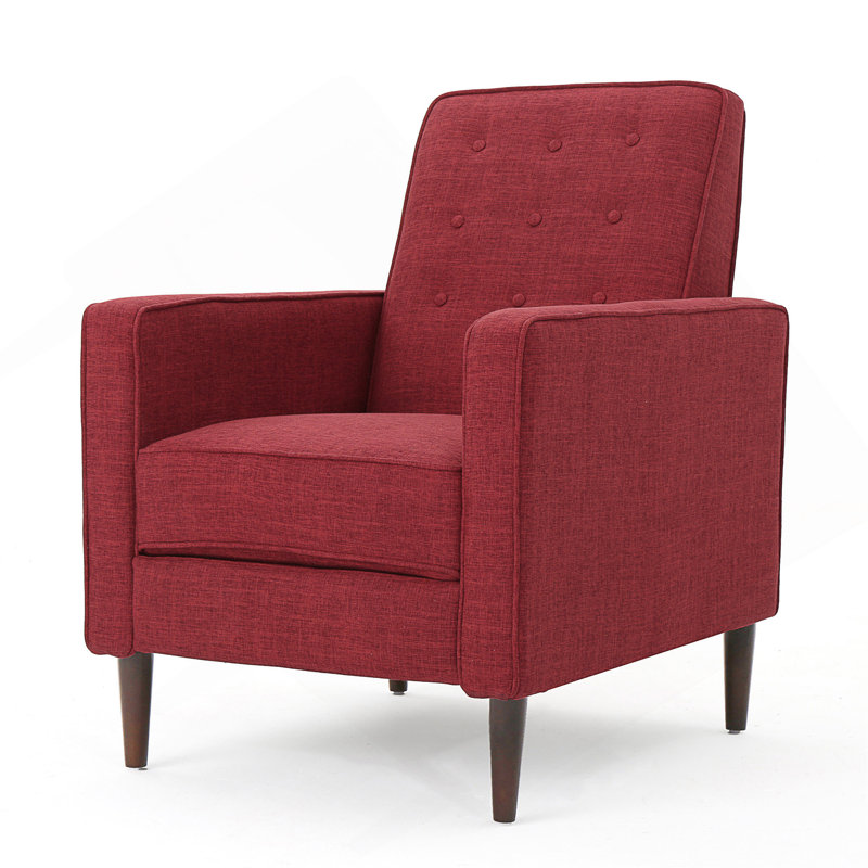 Upholstered Swivel Recliner, Red Polyester Blend