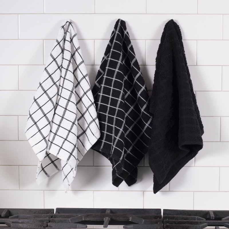 Cotton Plaid Tea Towel Kitchen Towel, Black