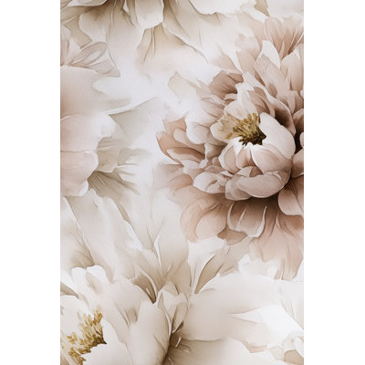 Papier peint floral aquarelle amovible beige