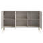 Three-Door Fluted Chest of Drawers Beige with Gold Legs
