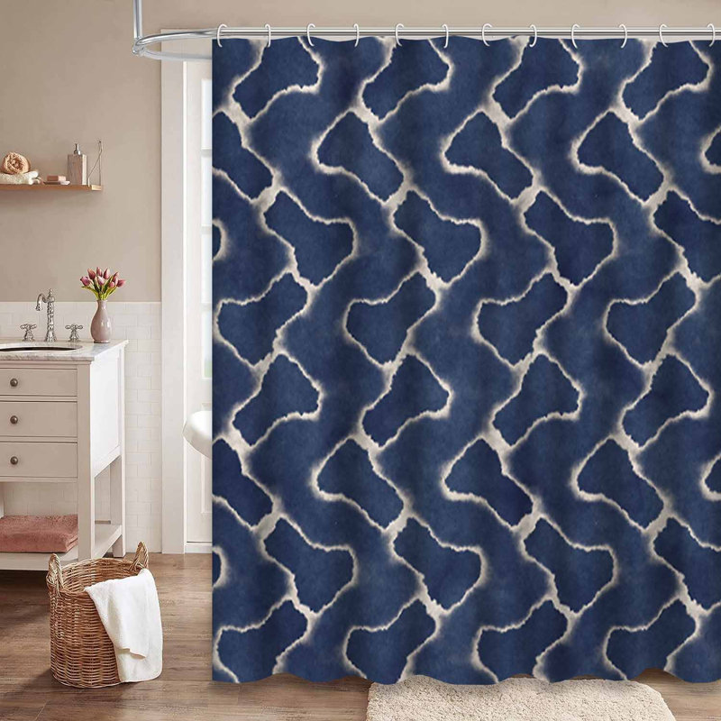 Rideau de douche bleu imperméable, rideaux de douche pour la salle de bain avec 12 crochets, 72" L x 72" W