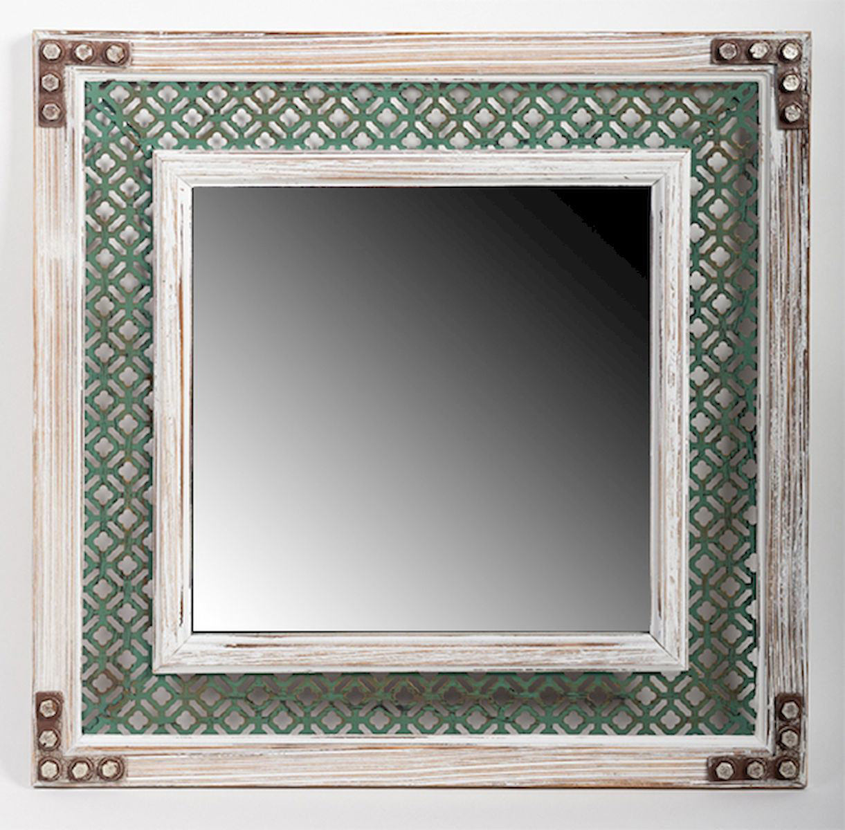 Bungalow Rose Wood Frame With Patterned Mat Wall Mirror | Wayfair