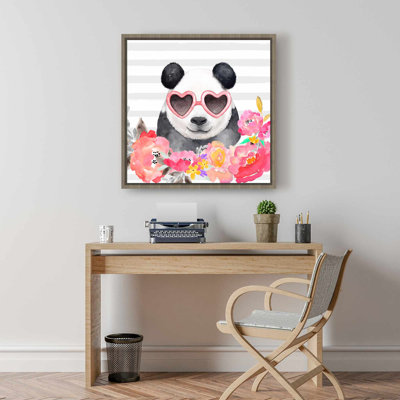 Panda with Heart Glasses Canvas  Cute Animal Home Decor