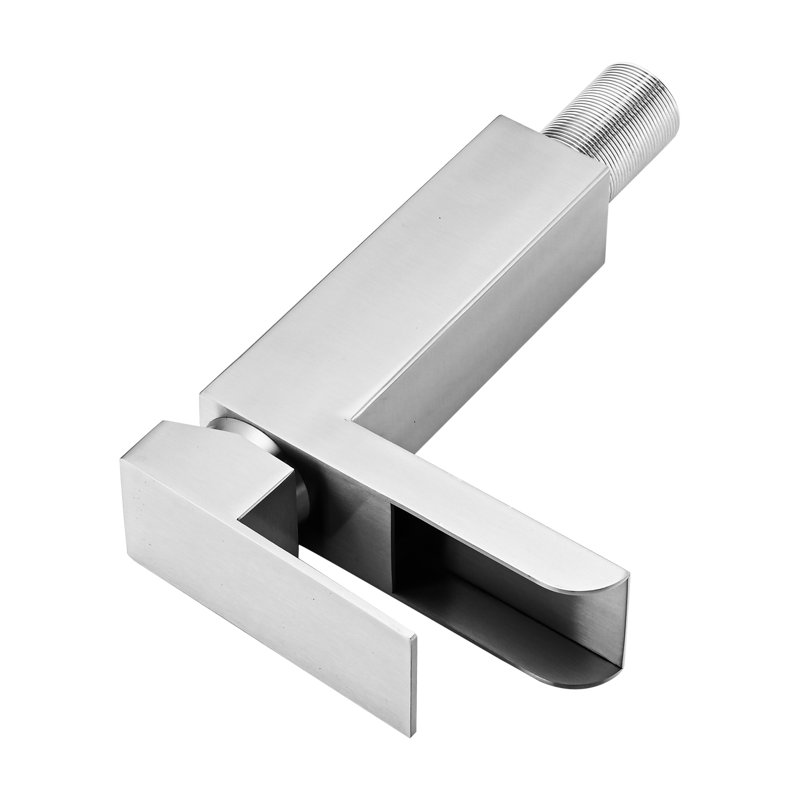 Elegant Brushed Nickel Bathroom Faucet - Single Handle Waterfall With Deck Plate & Pop Up Drain Modern Sink Tap
