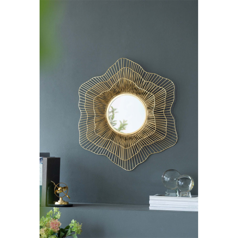 Miroir mural rond en métal avec cadre en étoile