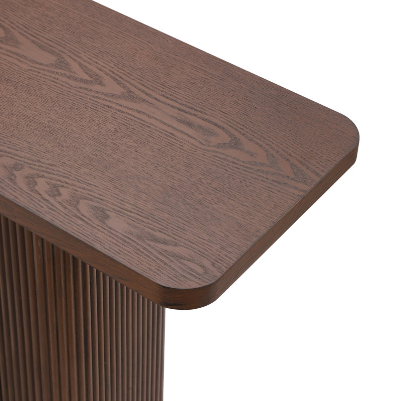 Console Callen avec plateau en placage de frêne, base cannelée et détails métalliques Callen