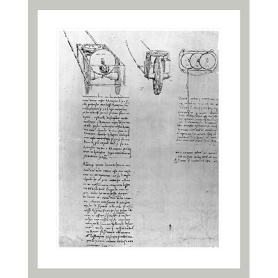 Conception pour un hodomètre «1r-b» du Codex Atlanticus par Leonardo Da Vinci, impression giclée encadrée