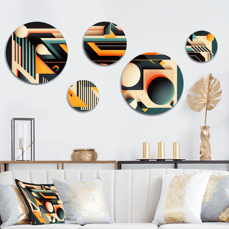 Décoration murale rétro en métal géométrique élémentaire moderne I