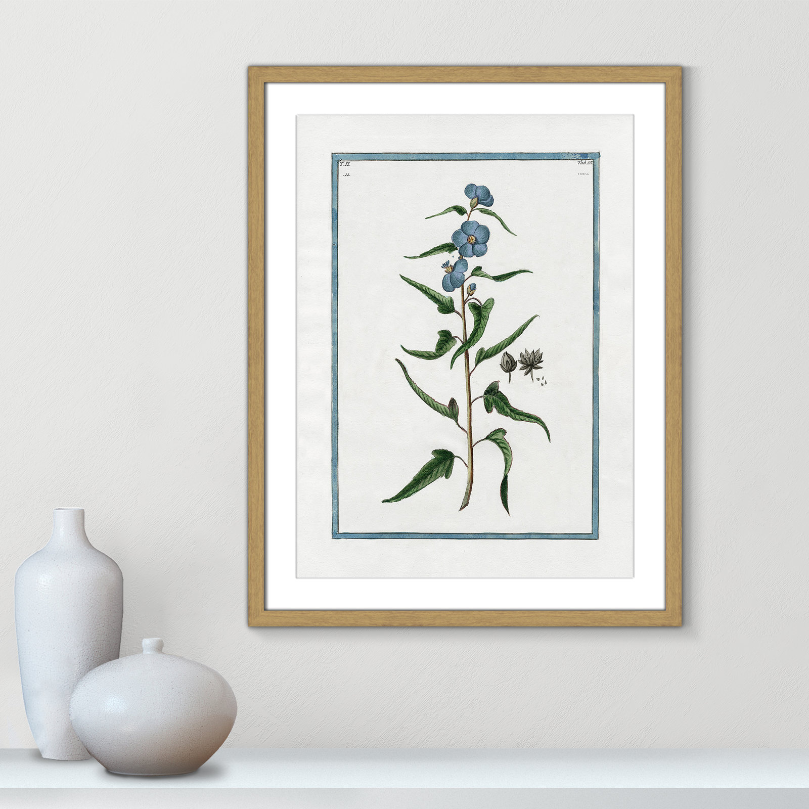 Colombe "Shabby Elegance Botanical I" Print, 17" W x 23" H, Natural Framed