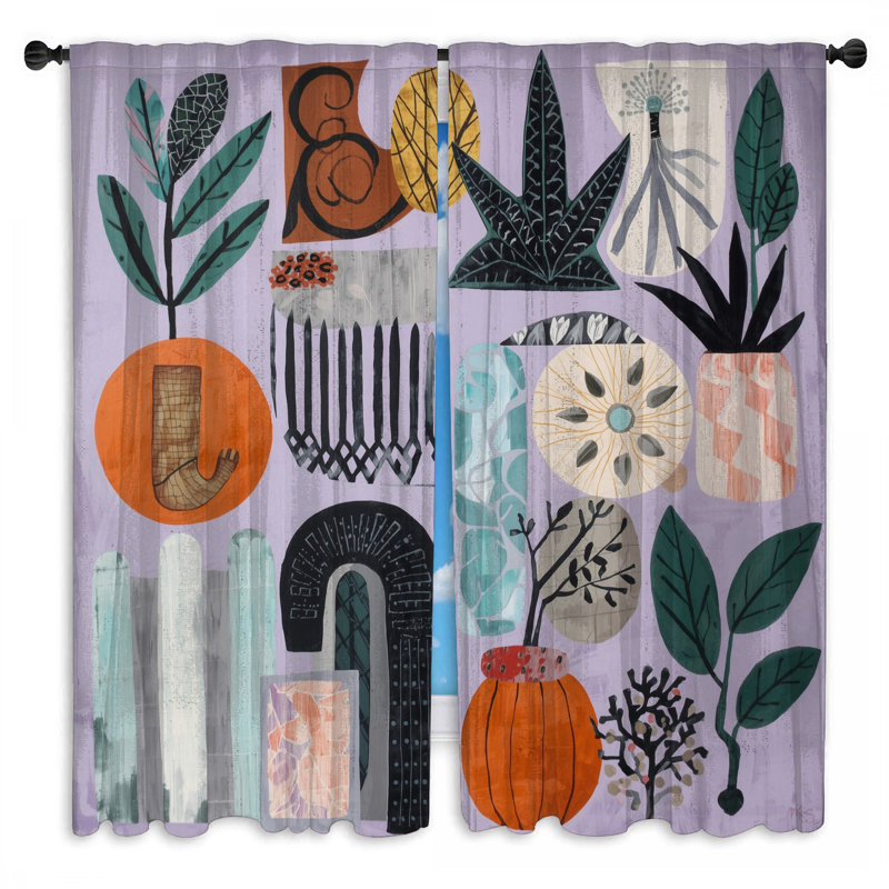 Rideaux de fenêtre Abstract Botanical Elements Abstract Botanicals, 40 po x 50 po - 2 panneaux, Obscurcissement de chambre