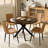 43.5 Inch Round Dining Table Set For 4, 5-Piece Wooden Table With Metal Leg Dining Chairs, Mid Century Modern Small Coffee Set For Dining Room Kitchen Apartment-539503439-539503433