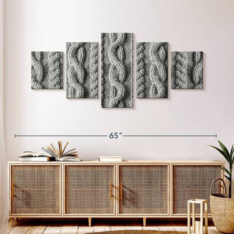 Grey Knitting, 24" H x 55" W
