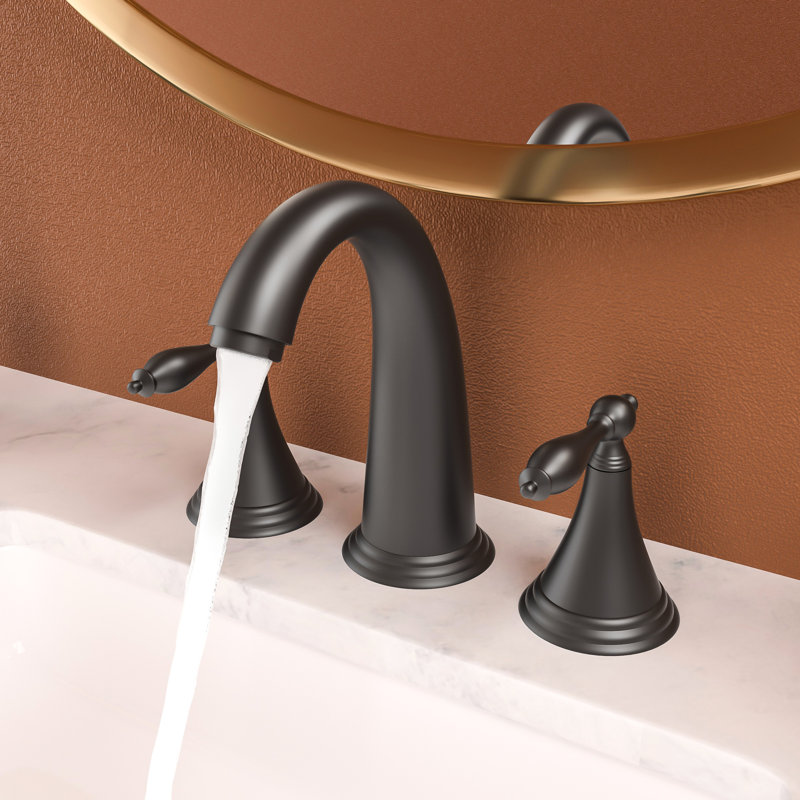 Accessoire de robinet de salle de bain noir mat - 2 poignées espacées à 3 poignées avec bonde Poignée polyvalente, trou, bonde escamotable, lignes
