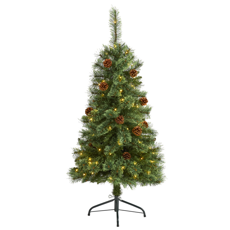 Lighted Artificial Christmas Tree, 4' H