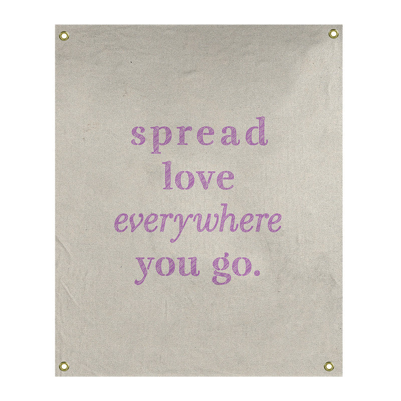 Tapisserie de polyester à l’quoted love quot, H 36 po x l 26 po, Blanc / violet
