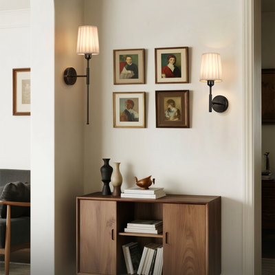 Battery Operated Wall Sconce, Rechargeable Wall Sconce With Remote, Dimmable Wireless Wall Sconces Set Of Two, White Fabric Wall Lamp With Bulbs, No Wiring Gold Wall Light For Bedroom