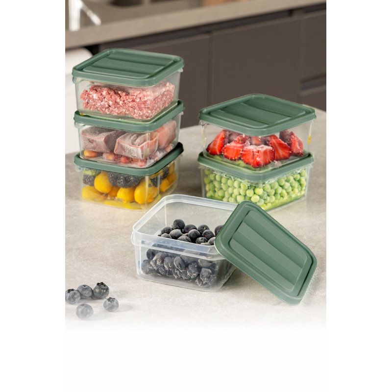 Durable Storage Box Set (6 Pieces), Green, 3.5 x 4.1 x 2.2 inches | 100% Plastic, 11.8 fl oz Each | Dishwasher Safe, Ideal for Organizing Kitchen, Craft Supplies & More, Versatile and Stylish Design