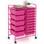 Chariot de rangement mobile à 17 tiroirs 17 Stories avec tiroirs colorés et cadre en métal rose vif