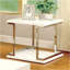 Table de bout de style contemporain blanche 1 pièce Tablette inférieure avec revêtement en laque ultrabrillante Cadre chromé décorant des meubles de salon