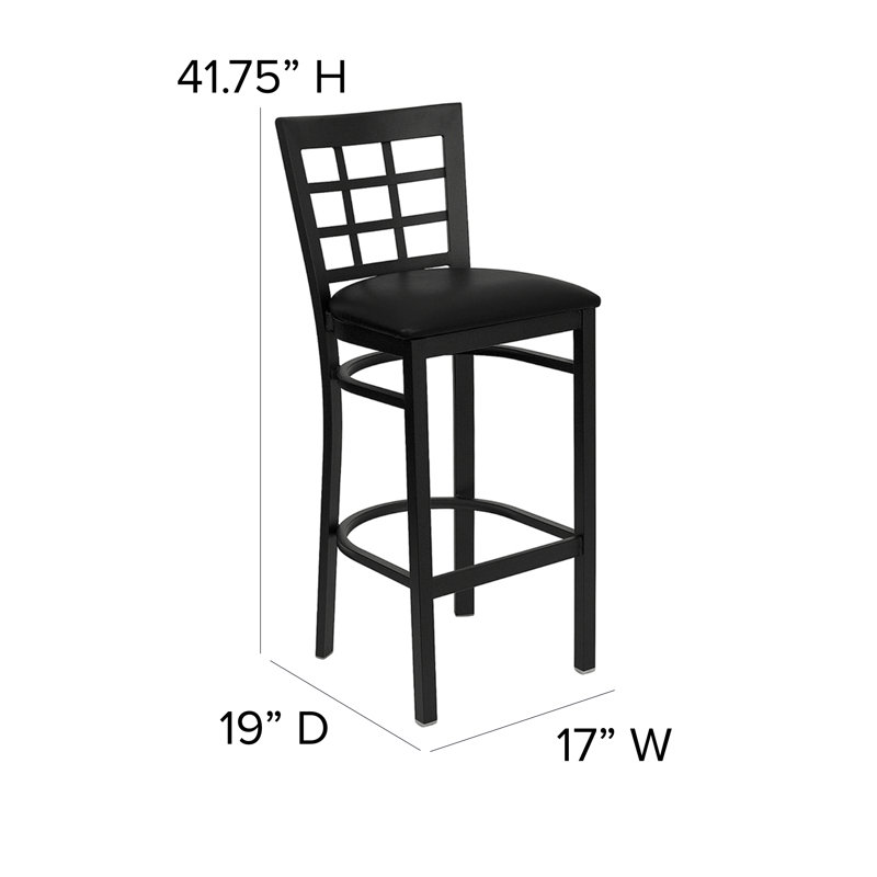 Prompton Window Back Metal Restaurant Barstool, Mahogany, 1