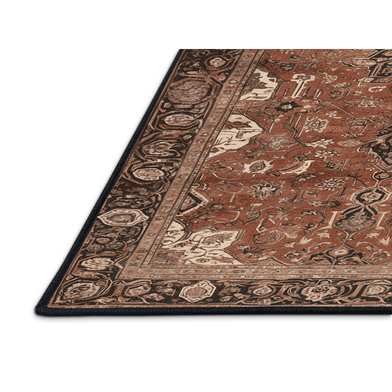 Machine Washable Persian Brown Area Rug, Runner 2' x 5'
