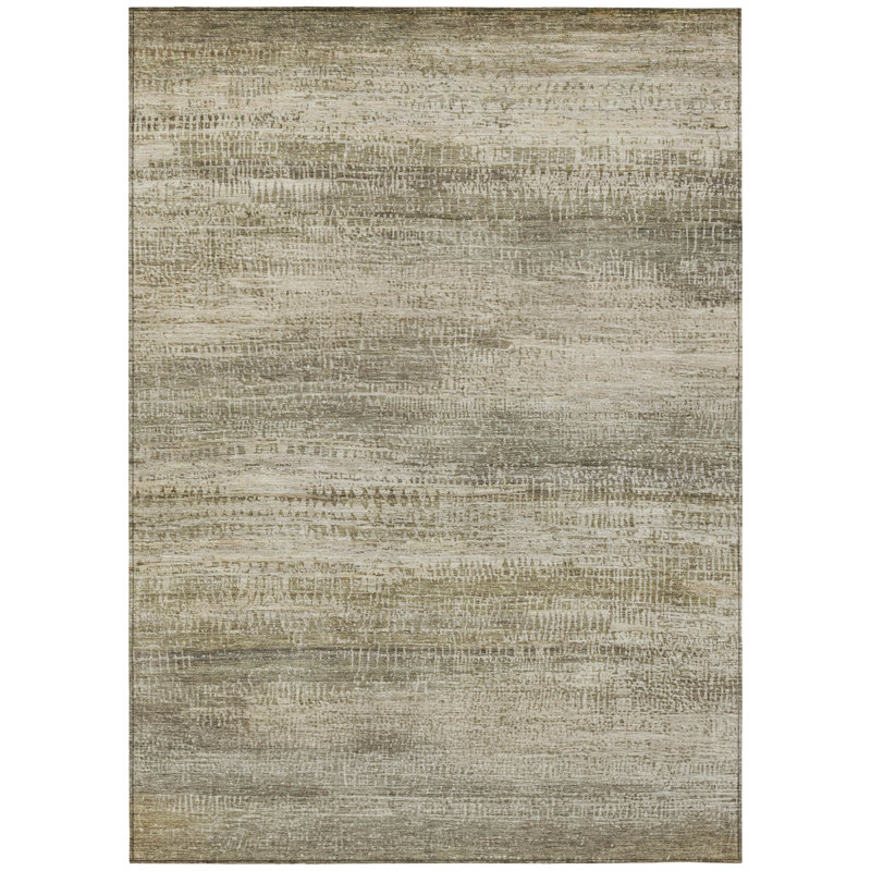 Machine Washable Indoor/Outdoor Xhevrie Taupe Rug, Rectangle 8' x 10'