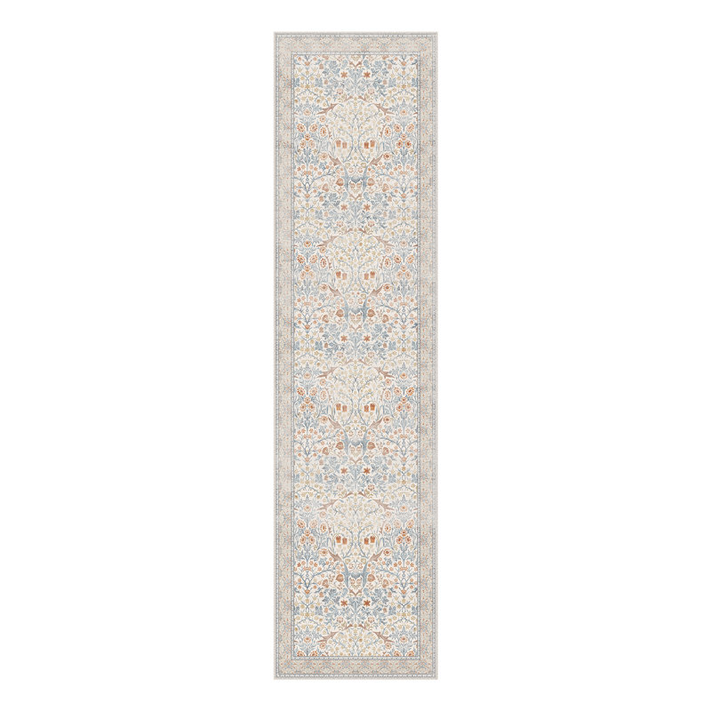 Tapis à motif floral rétro Ellis, Beige, Runner 2'3" x 7'6"