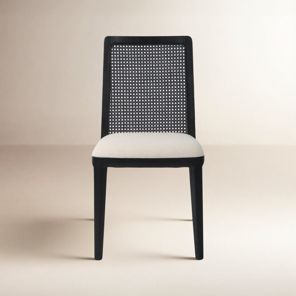 Furley Cotton Dining Chair, Black Frame