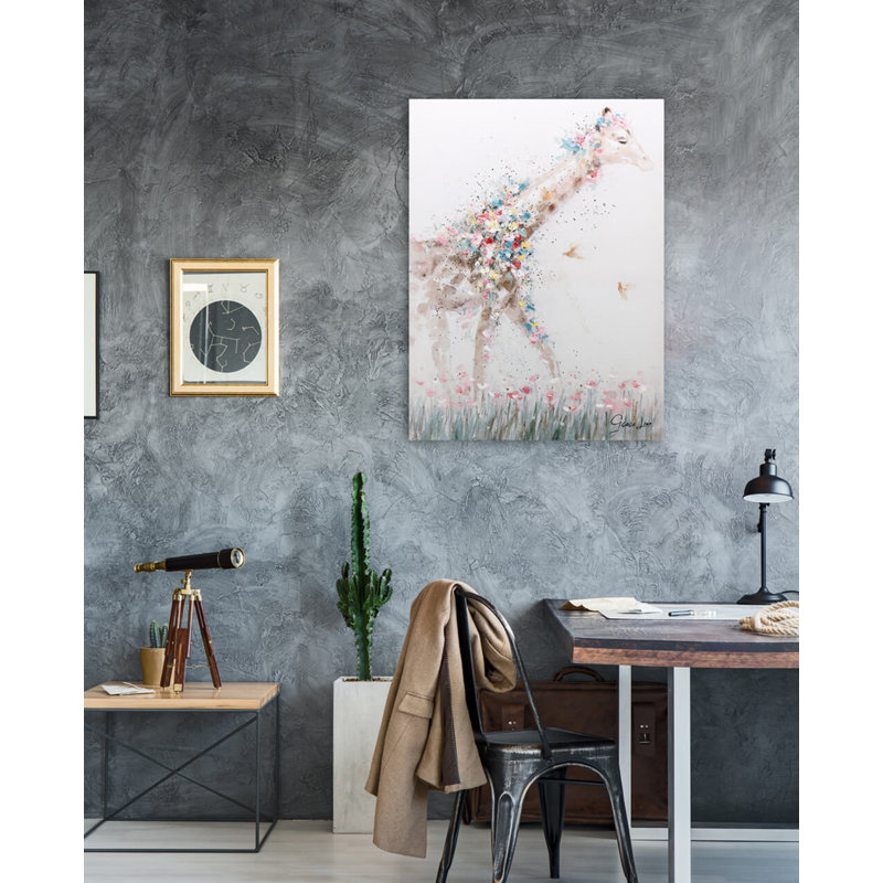 Hand -painted giraffe princess acrylic painting