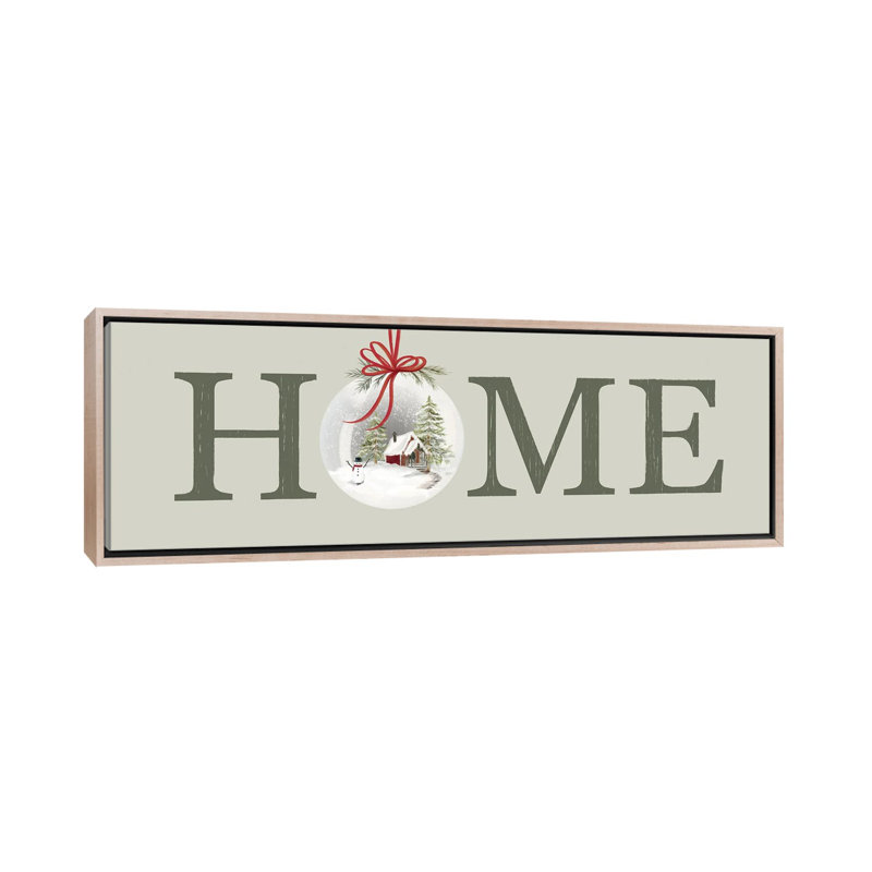 Signe de Noël à la maison - reproduction d'art murale - toile encadrée, H 20 po x l 60 po, Beige