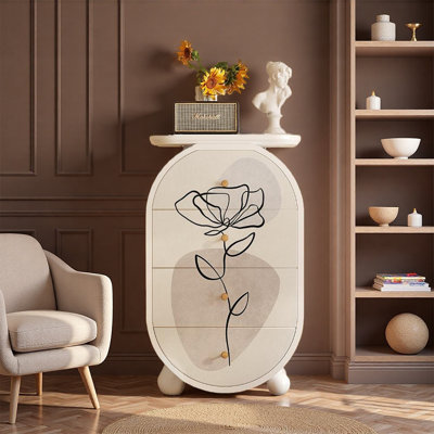 Pine Wood Oval Storage Cabinet