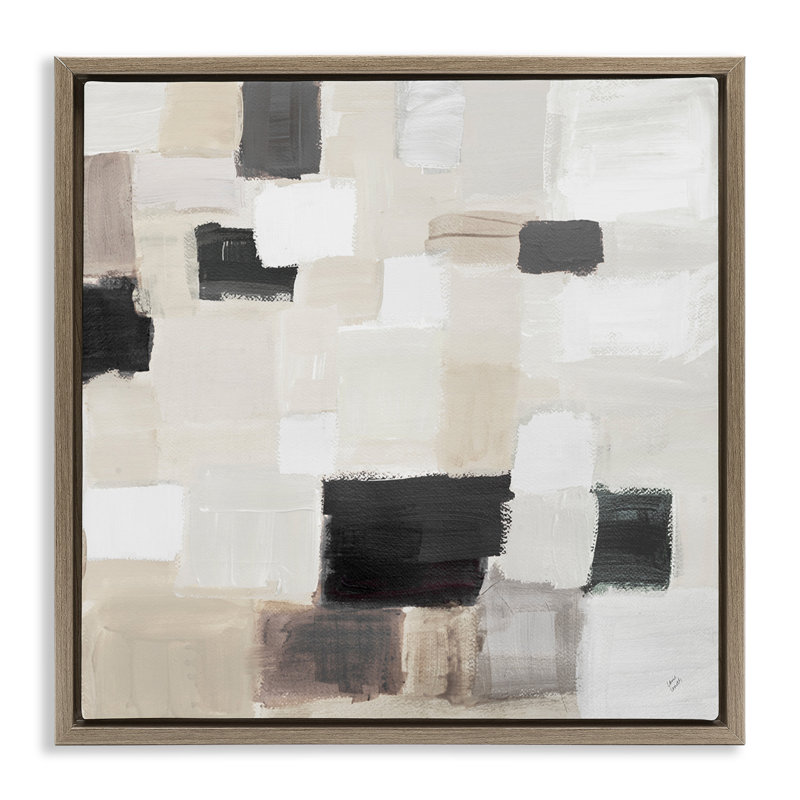 Art mural naturel sur toile en patchwork carré par Lanie Loreth, Cadre flottant orme Montalcino, H 25 po x l 25 po
