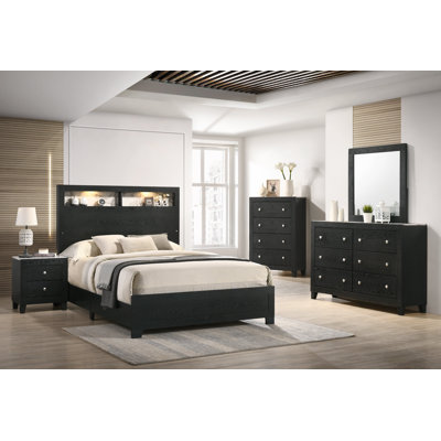 Wenda Black LED Panel Bedroom Set Special Queen 6 Piece: Bed, Dresser, Mirror, 2 Nightstands, Chest -  Red Barrel StudioÂ®, 5E23108481B241B5BBAB277B6F3022BA