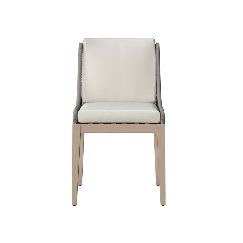 Sorrento Outdoor Teak Dining Side Chair, Off White, Brown
