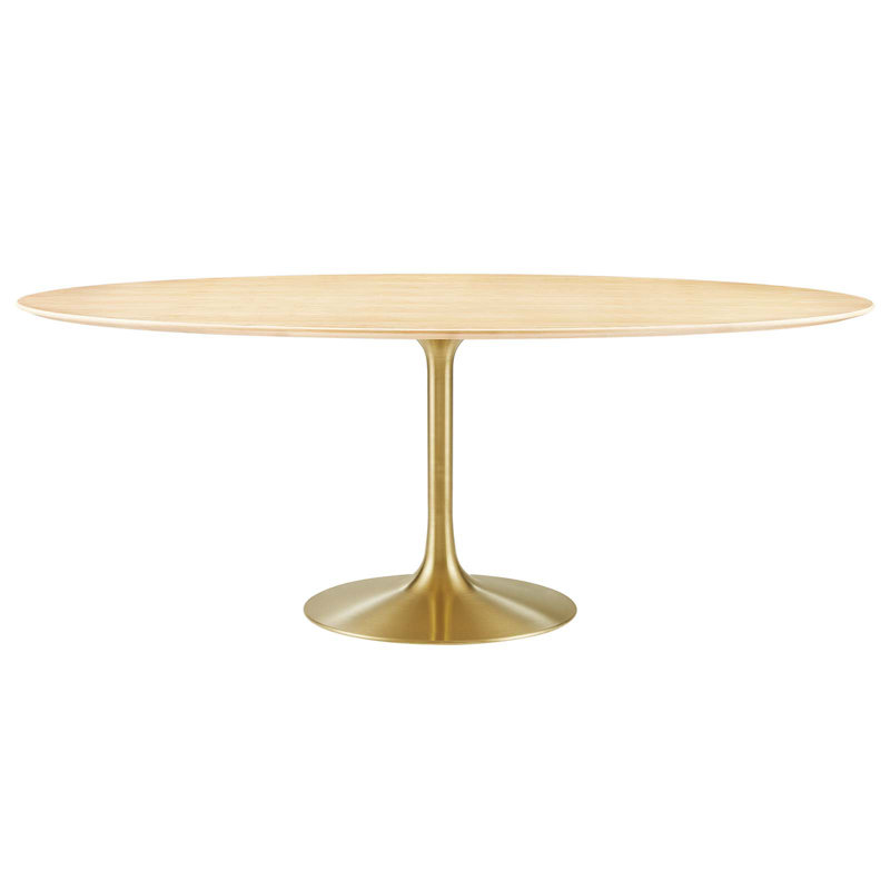 Lippa Dining Table by Modway, Natural, Gold, 60"L x 40"W