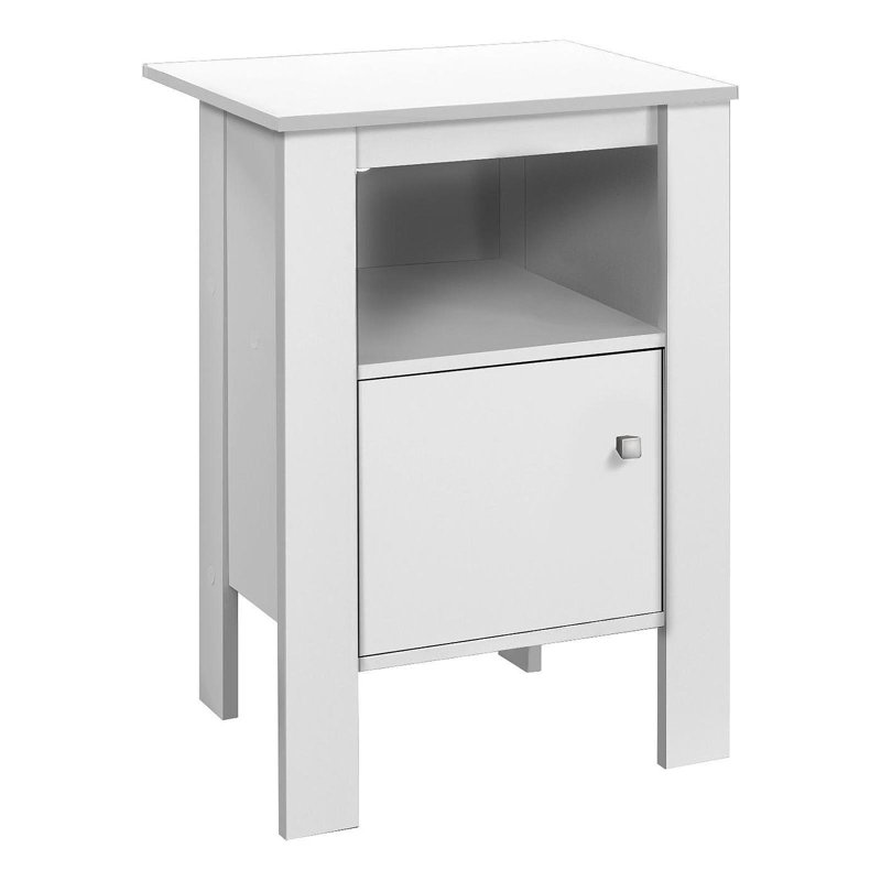 Table d'appoint, côté, bout, table de chevet, lampe, rangement, salon, chambre à coucher, stratifié blanc, transitionnel